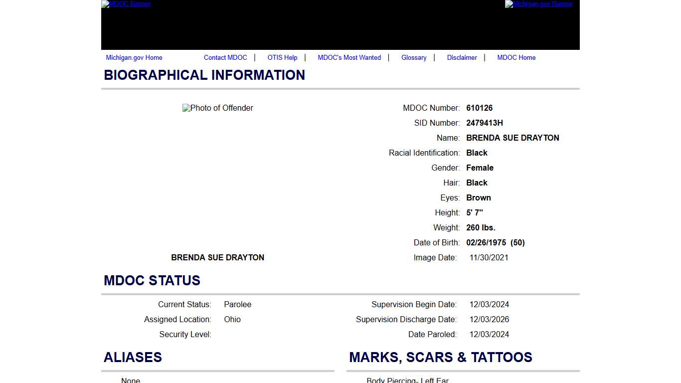 Offender Tracking Information System (OTIS) - Offender Profile