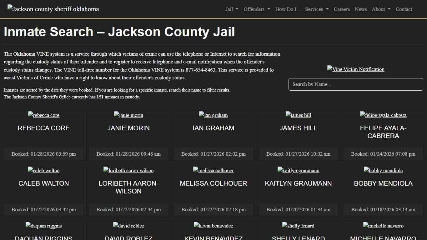 Inmate Search Jackson County Sheriff's Office